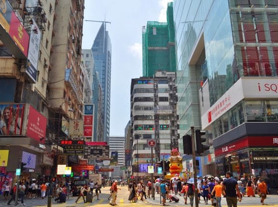 Ruas de Kowloon em Hong Kong